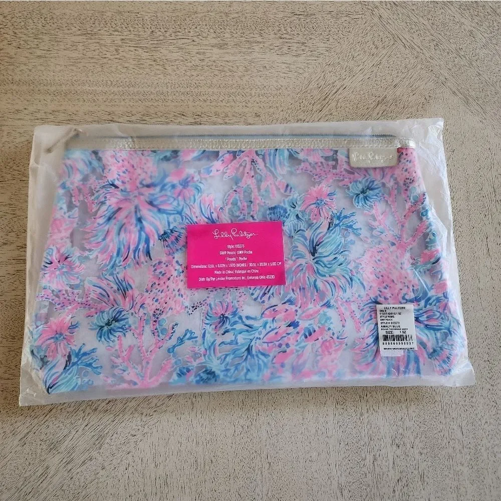 Lilly Pulitzer Pink and Blue Floral  Pouch